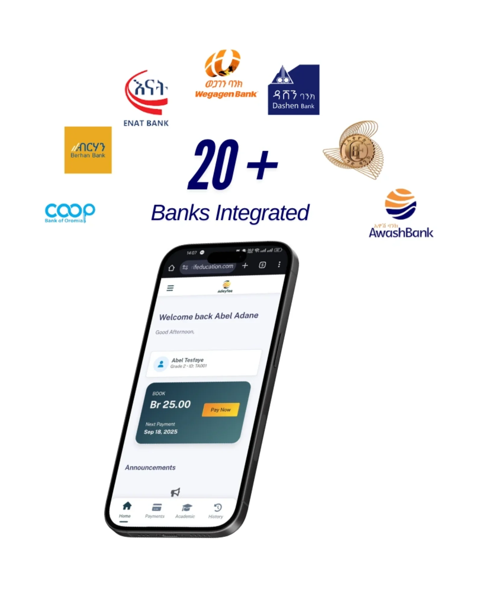 Adey SchoolFee – Simple, Secure and Smart School Payment in Ethiopia